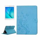 For Galaxy Tab A 8.0 / T350 Pressed Flowers Butterfly Pattern Horizontal Flip PU Leather Case with Magnetic Buckle & Holder & Card Slots & Wallet(Blue) - 1