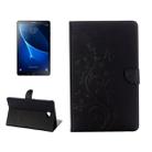 For Galaxy Tab A 10.1 Pressed Flowers Butterfly Pattern Horizontal Flip PU Leather Case with Magnetic Buckle & Holder & Card Slots & Wallet(Black) - 1