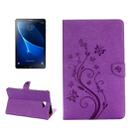 For Galaxy Tab A 10.1 Pressed Flowers Butterfly Pattern Horizontal Flip PU Leather Case with Magnetic Buckle & Holder & Card Slots & Wallet(Purple) - 1