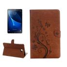 For Galaxy Tab A 10.1 Pressed Flowers Butterfly Pattern Horizontal Flip PU Leather Case with Magnetic Buckle & Holder & Card Slots & Wallet(Brown) - 1