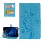 For Galaxy Tab A 10.1 (2016) / P580 Butterflies Love Flowers Embossing Horizontal Flip Leather Case with Holder & Card Slots & Wallet(Blue) - 1