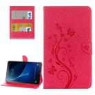 For Galaxy Tab A 10.1 (2016) / P580 Butterflies Love Flowers Embossing Horizontal Flip Leather Case with Holder & Card Slots & Wallet(Magenta) - 1