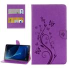 For Galaxy Tab A 10.1 (2016) / P580 Butterflies Love Flowers Embossing Horizontal Flip Leather Case with Holder & Card Slots & Wallet(Purple) - 1