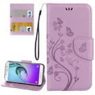 For Galaxy A3 (2017) / A320 Butterflies Love Flowers Embossing Horizontal Flip Leather Case with Holder & Card Slots & Wallet & Lanyard(Light Purple) - 1