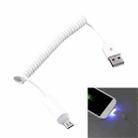 1m Micro USB to USB 2.0 Sync Data / Charger Spring Coiled Cable with LED Indicator, For Samsung, HTC, LG, Sony, Huawei, Lenovo, Xiaomi and other Smartphones(White) - 1