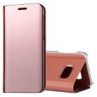 For Galaxy A3 (2017) / A320 Electroplating Mirror Horizontal Flip Leather Case with Holder(Rose Gold) - 1