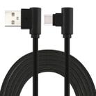 1m USB to USB-C / Type-C Nylon Weave Style Double Elbow Charging Cable(Black) - 1