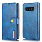 DG.MING Crazy Horse Texture Flip Detachable Magnetic Leather Case for Samsung Galaxy S10 Plus, with Holder & Card Slots & Wallet(Blue) - 1