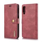 DG.MING Crazy Horse Texture Flip Detachable Magnetic Leather Case for Galaxy A7 (2018), with Holder & Card Slots & Wallet (Red) - 1
