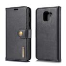 DG.MING Crazy Horse Texture Flip Detachable Magnetic Leather Case for Galaxy J6 (2018), with Holder & Card Slots & Wallet (Black) - 1