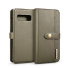 DG.MING Lambskin Detachable Horizontal Flip Magnetic Case for Galaxy S10, with Holder & Card Slots & Wallet (Green) - 1