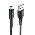 USAMS US-SJ460 U-Bob Series USB to USB-C / Type-C Intelligent Power-off Charging Cable, Length: 1.2m (Black) - 1