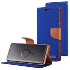 GOOSPERY CANVAS DIARY for Galaxy S9 Canvas Texture Horizontal Flip Leather Case with Holder & Card Slots & Wallet(Blue) - 1
