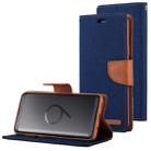 GOOSPERY CANVAS DIARY for Galaxy S9 Canvas Texture Horizontal Flip Leather Case with Holder & Card Slots & Wallet(Navy Blue) - 1