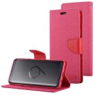 GOOSPERY CANVAS DIARY for Galaxy S9+ Canvas Texture Horizontal Flip Leather Case with Holder & Card Slots & Wallet(Magenta) - 1
