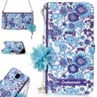 For Galaxy J7 (2017) (EU Version) Blue and White Porcelain Pattern Horizontal Flip Leather Case with Holder & Card Slots & Pearl Flower Ornament & Chain - 1