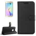 For Galaxy S6 Edge / G925 Litchi Texture Horizontal Flip Leather Case with Holder & Card Slots & Wallet(Black) - 1