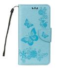 For Galaxy A8+ (2018) Vintage Embossed Floral Butterfly Pattern Horizontal Flip Leather Case with Card Slot & Holder & Wallet & Lanyard(Blue) - 2