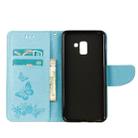 For Galaxy A8+ (2018) Vintage Embossed Floral Butterfly Pattern Horizontal Flip Leather Case with Card Slot & Holder & Wallet & Lanyard(Blue) - 4