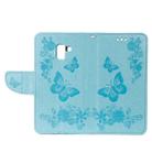 For Galaxy A8+ (2018) Vintage Embossed Floral Butterfly Pattern Horizontal Flip Leather Case with Card Slot & Holder & Wallet & Lanyard(Blue) - 5