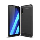For Galaxy A7 (2018) / A750 Brushed Carbon Fiber Texture TPU Shockproof Anti-slip Soft Protective Back Cover Case(Black) - 1