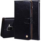 For Galaxy A8 (2018) Business Style Oil Wax Texture Horizontal Flip Leather Case with Holder & Card Slots & Wallet(Black) - 1