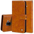 For Galaxy A8 (2018) Business Style Oil Wax Texture Horizontal Flip Leather Case with Holder & Card Slots & Wallet(Brown) - 1