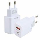 LZ-728 QC 3.0 USB + PD 20W USB-C / Type-C Fast Travel Charger, EU Plug (White) - 1