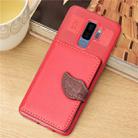 Leaf Style Magnetic Leather Case for Galaxy S9+, with Holder & Card Slots & Wallet & Photo Frame(Red) - 1