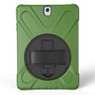 For Galaxy Tab S3 9.7 inch T820 360 Degree Rotation PC + Silicone Protective Case with Holder & Hand-strap(Army Green) - 2