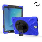 For Galaxy Tab S3 9.7 inch T820 360 Degree Rotation PC + Silicone Protective Case with Holder & Hand-strap (Dark Blue) - 1