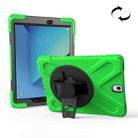For Galaxy Tab S3 9.7 inch T820 360 Degree Rotation PC + Silicone Protective Case with Holder & Hand-strap (Green) - 1