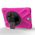 For Galaxy Tab S3 9.7 inch T820 360 Degree Rotation PC + Silicone Protective Case with Holder & Hand-strap (Magenta) - 4