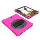 For Galaxy Tab S3 9.7 inch T820 360 Degree Rotation PC + Silicone Protective Case with Holder & Hand-strap (Magenta) - 5