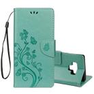 Embossed Butterfly Pattern Horizontal Flip Leather Case with Card Slot & Holder & Wallet & Lanyard For Galaxy Note9(Green) - 1
