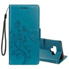 Embossed Butterfly Pattern Horizontal Flip Leather Case with Card Slot & Holder & Wallet & Lanyard For Galaxy Note9(Blue) - 1