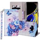 Butterfly Flower Pattern Colored Drawing Horizontal Flip Leather Case for Galaxy Note9, with Holder & Card Slots & Wallet & Lanyard - 1