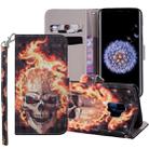 Fire Skull Pattern Colored Drawing Horizontal Flip Leather Case for Galaxy S9, with Holder & Card Slots & Wallet & Lanyard - 1