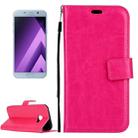 For Galaxy A5 (2017) / A520 Crazy Horse Texture Horizontal Flip PU Leather Case with Holder & Card Slots & Wallet & Photo Frame & Lanyard & Magnetic Buckle (Magenta) - 1