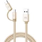 Meizu 1m 2 in 1 Noodle Weave Style Metal Head 5V 2.0A USB-C / Type-C + Micro USB to USB 2.0 Data Sync Charging Cable(Gold) - 1