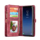 CaseMe for Galaxy S9 Detachable Multifunctional Horizontal Flip Leather Case with Card Slot & Holder & Zipper Wallet & Photo Frame(Red) - 3