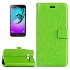 For Galaxy J3 (2016) / J310 Crazy Horse Texture Horizontal Flip Leather Case with Magnetic Buckle & Holder & Card Slots & Wallet & Photo Frame(Green) - 1