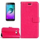 For Galaxy J3 (2016) / J310 Crazy Horse Texture Horizontal Flip Leather Case with Magnetic Buckle & Holder & Card Slots & Wallet & Photo Frame(Magenta) - 1
