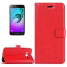 For Galaxy J3 (2016) / J310 Crazy Horse Texture Horizontal Flip Leather Case with Magnetic Buckle & Holder & Card Slots & Wallet & Photo Frame(Red) - 1