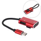 J-053 3A Type-C to Type-C 3.5mm Jack Charge Audio Adapter Cable(Red) - 1