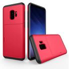 For Galaxy S9 TPU + PC Dropproof Protective Back Cover Case with Card Slot(Red) - 1