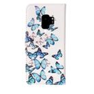 For Galaxy S9 Small Blue Butterflies Pattern Horizontal Flip Leather Case with Holder & Card Slots & Wallet - 3