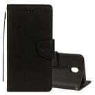 For Galaxy J7 (2017) (EU Version) Pressed Flowers Butterfly Pattern Horizontal Flip Leather Case with Holder & Card Slots & Wallet & Lanyard (Black) - 1