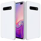 Shockproof Solid Color Liquid Silicone Case for Galaxy S10+ (White) - 1