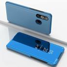 Electroplating Mirror Horizontal Flip Leather Case for Galaxy A8s, with Holder(Sky Blue) - 1